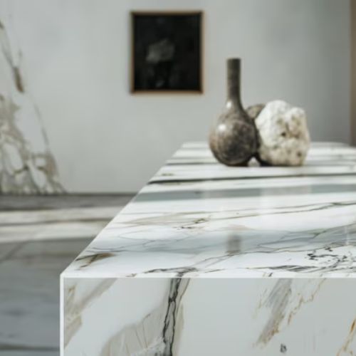 Large format porcelain slabs marble look UV resistant outdoor indoor applications